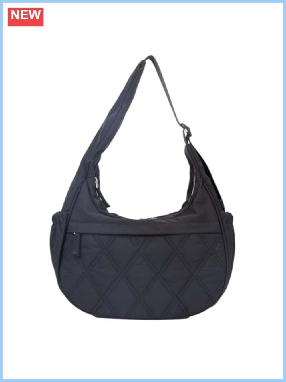 Small Puffer Crescent Shoulder Bag Nylon Quilted Puffy Crossbody Purse Cute